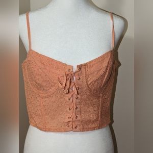 Peachy Eyelet Bralette Top - NWT Size L